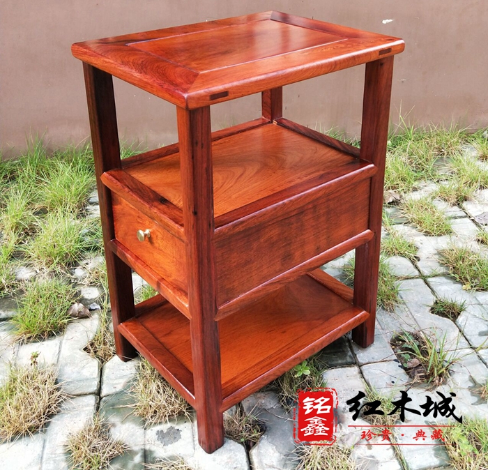 Red wood furniture Myanmar flower pears tea table Chinese tea table tea water rack corner a few side dining side cabinet bed head cabinet rack-Taobao