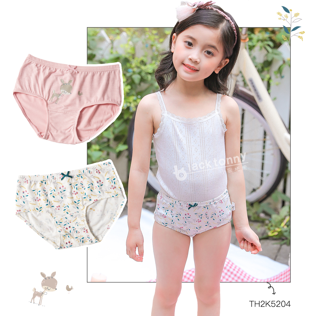 小黑托昵托尼女童内裤三角平角裤宝宝纯棉莫代尔棉儿童短裤a类