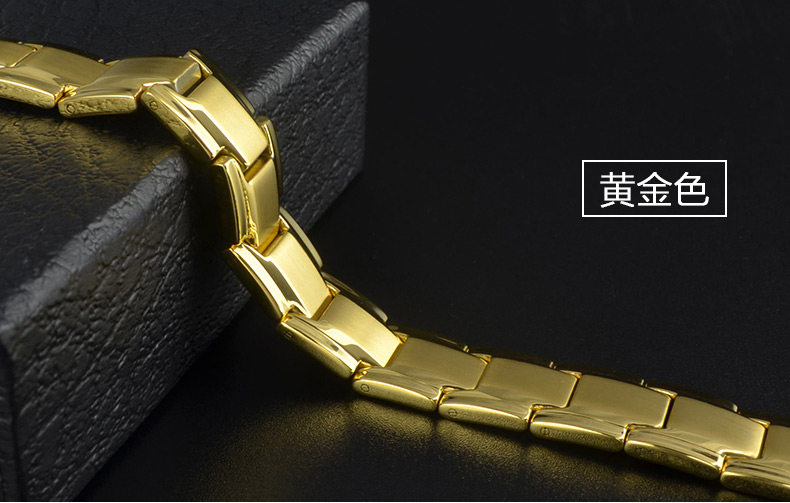帝马仕欧美简约钛钢金属男士手链强磁矿物能量平衡手环防水挡辐射