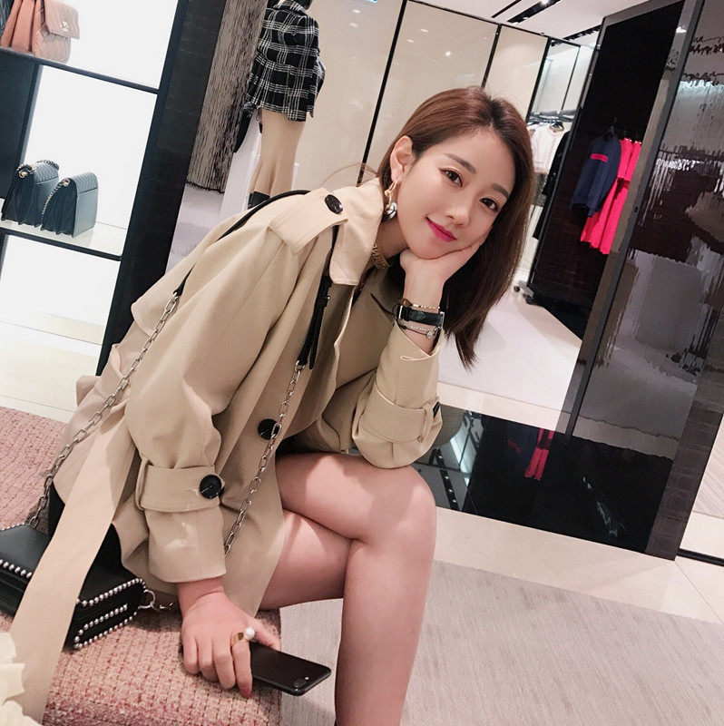 小番茄定制 秋季新款卡其色显瘦chic风衣女韩版收腰短款百搭外套_7折