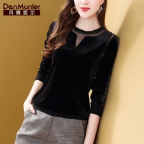 Danielle fashion foreign velvet base shirt Women spring 2020 New temperament Joker long sleeve T-shirt top