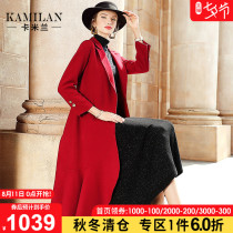 Camilan womens clothing 2019 autumn and winter new double-sided wool coat red loose medium and long double-sided wool coat