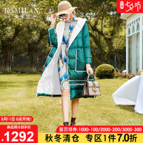 Camilan white duck down hooded down jacket womens winter clothes 2019 new loose medium and long warm down jacket