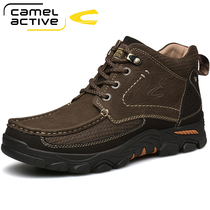 Camel Dynamic Dad Shoes Snowy Boots Winter Mens Shoes Short Boots Genuine Leather High Helps Cotton Shoes Thick Bottom Warm Plus Suede Cotton Boots