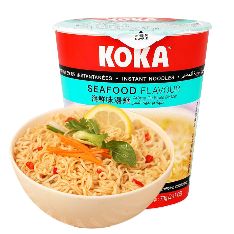 koka可口 海鲜味汤面70g*6杯 新加坡进口方便面速食泡面旅行伴侣_不