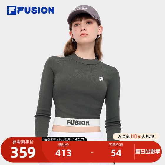 FILA FUSION Women's Knitted Shirt 2024 Autumn New Casual Fashion Slim Short Top FILA FUSION Women's Knitted Shirt 2024 Autumn New Casual Fashion Slim Short Top