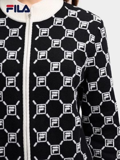 Fila 공식 여성 니트 재킷 2025 스프링 새로운 세련된 캐주얼 컬러 블록 로고 스웨터 카디건 Fila 공식 여성 니트 재킷 2025 스프링 새로운 세련된 캐주얼 컬러 블록 로고 스웨터 카디건