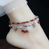 Red Manau foot chain female summer red rope with bell and sound 2021 new tide feet rope duozodiac