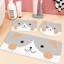 Diatom mud wash table coaster cute wash table rectangular diatomaceous earth soap tray soap table quick dry absorbent pad