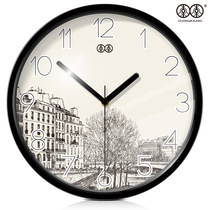 Li Li art wall clock hanging watch European landscape living room creative Quartz clock Silent clock Big clock