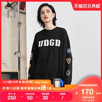 it UNDERGARDEN couple round neck sweater autumn trend loose plus velvet pullover print 3080MAD