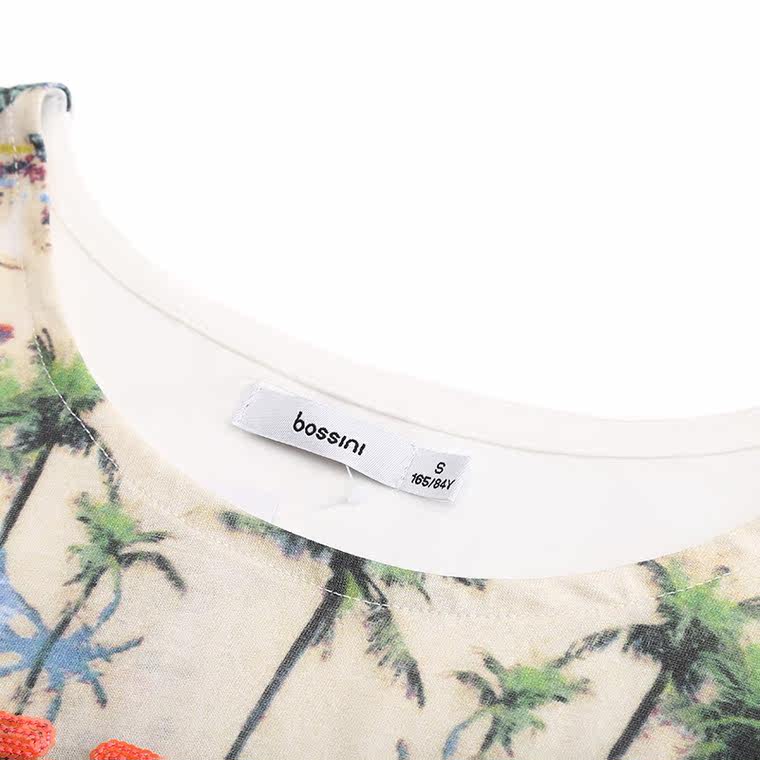 堡狮龙女装夏日海滩图案MIAMI闪片字母短袖T恤620089080