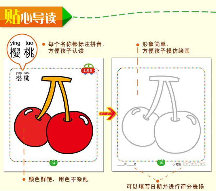 蔬菜 食品 昆虫 鸟类小孩画画书儿童涂色书 3-6岁爱涂画 美术儿童简笔