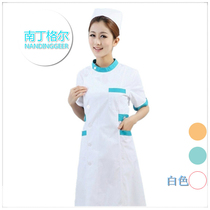 Nightingale nurse suit summer short sleeve anti-wrinkle white coat womens pharmacy medical slim white overalls