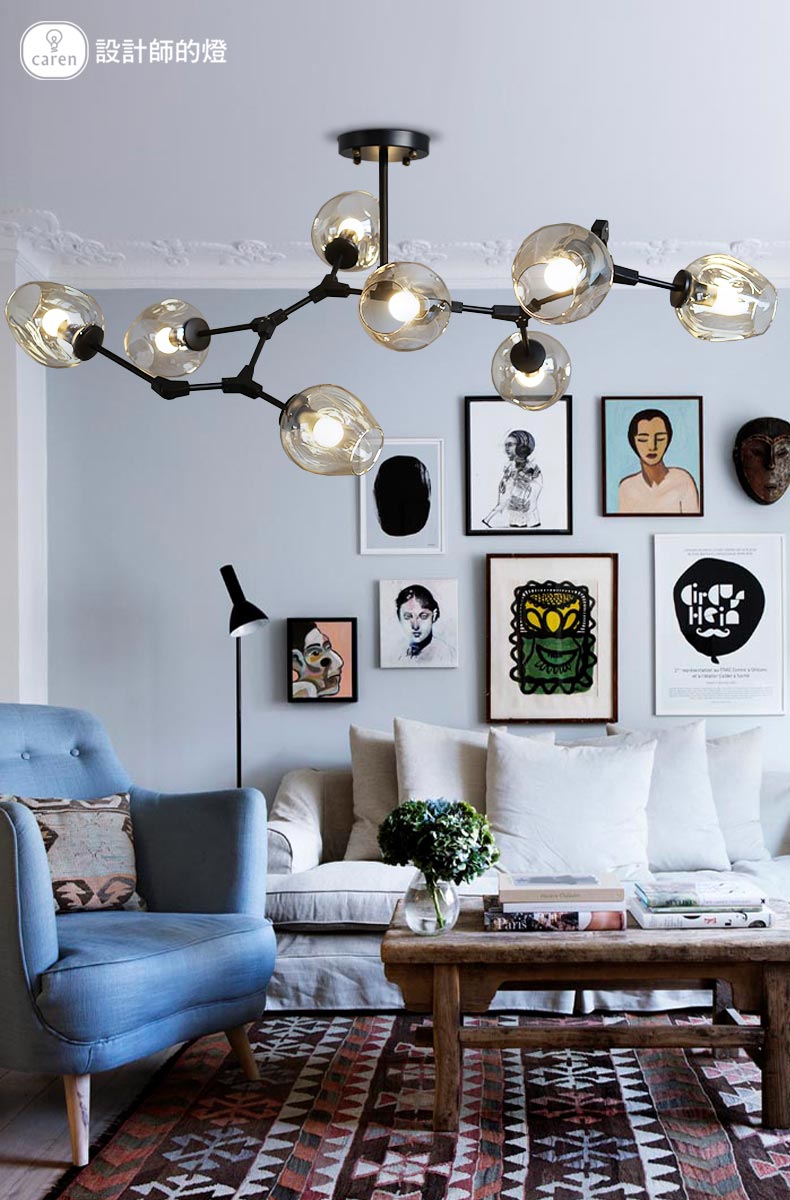 Светильник молекула в интерьере