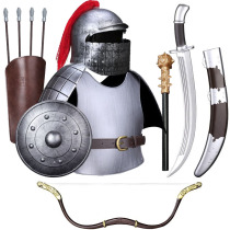 COS Dayuan Dynasty Mongolian cavalry childrens armor plastic wear props toy knife bow and arrow armor shield Halloween costume