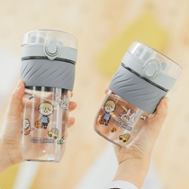 Large capacity suction cup portable anti-drop anti-hot drinking cup Sports Cup with straw Net red cute Cup ins