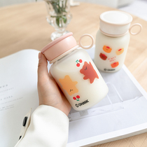 Mini glass portable water cup female cute small net red ins Wind girl tea cup simple fresh forest