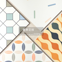 Western Grapefruit Nordic Colorful Small Flower Brick 300 Wall Brick Macaron Toilet Floral Piece Kitchen Floor Tile Balcony Tile