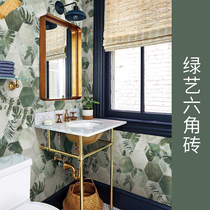 Green plant floor tiles toilet tiles Nordic kitchen small tile toilet hexagonal tiles balcony wall tiles tiles tiles tiles tiles