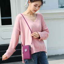 Korean fashion women's mini mobile phone bag small backpack messenger bag shoulder bag arm bag large capacity wallet two-layer bag