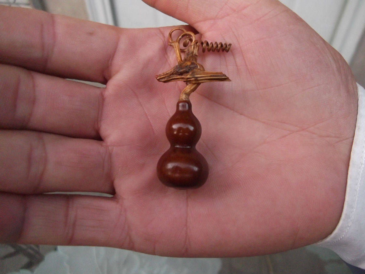 手把文玩天然超小手捻美国葫芦工艺品草里金高2-4厘米无籽带龙头