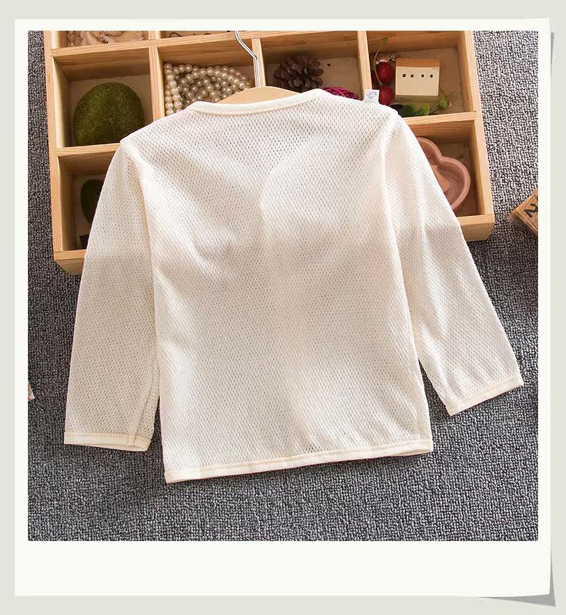 夏季婴儿纯棉纱布长袖上衣男女宝宝纱布内衣服儿童纱布开胸衫衣服