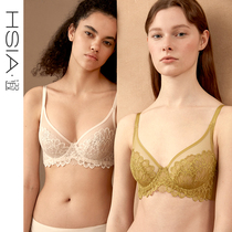 HSIA reverie ultra-thin underwear womens large size large cup on the anti-shake sexy lace big chest show small bra thin section