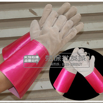 Long two-layer leather sleeve welding gloves cowhide welding welding durable labor protection gloves 10 pairs