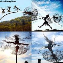 Dancing Fairy Statue Steel Wires Fairy Garden Miniature Scul