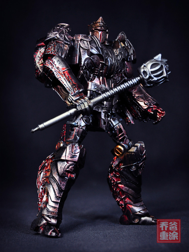 乔爸重涂变形金刚5电影孩之宝圆桌武士三头龙正版金属上色