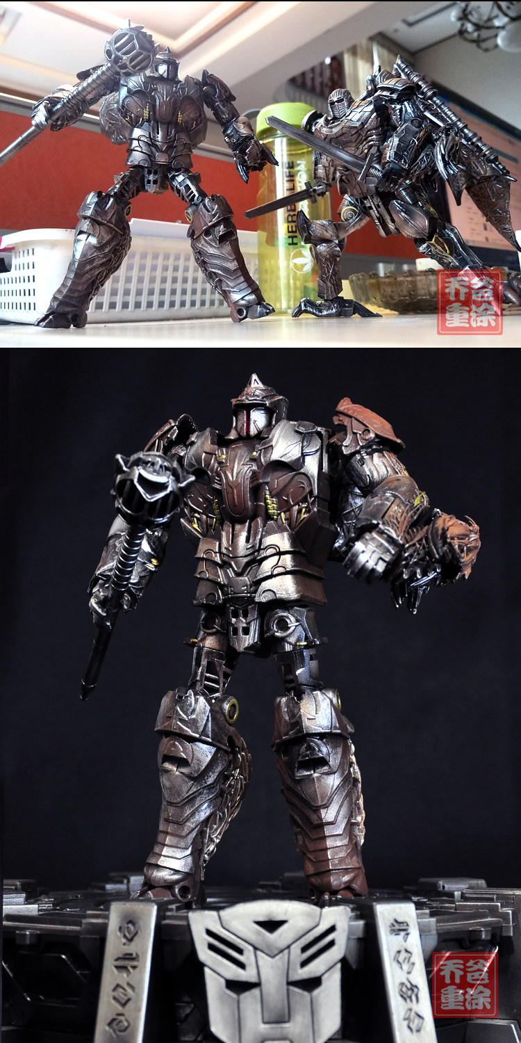 乔爸重涂变形金刚5电影孩之宝圆桌武士三头龙正版金属上色