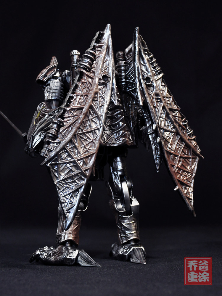 乔爸重涂变形金刚5电影孩之宝圆桌武士三头龙正版金属上色