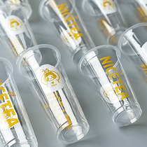 90 calibre Milk Tea Cups Commercial Net Red Thickness Transparent Disposable Plastics 500 packed plastic cups with galologo