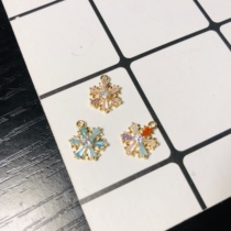Domestic cooperation fresh and cute pink blue purple zircon shiny snowflake autumn winter 14k gold pendant diy accessories