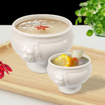 Ceramic water-proof stew pot white household stew pot hotel commercial stew pot Chinese-style large-capacity soup pot lion head steamed egg cup