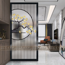 Modern art glass living room screen partition wall decoration shoe cabinet porch background wall frosted craft simple flower grid