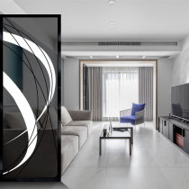Custom art glass household partition screen modern simple entrance translucent process living room decoration shoe cabinet background