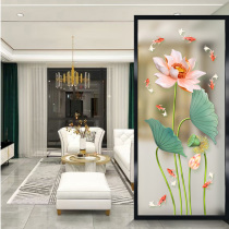 Modern minimalist art glass living room screen partition decoration entry porch background wall translucent process lotus fish