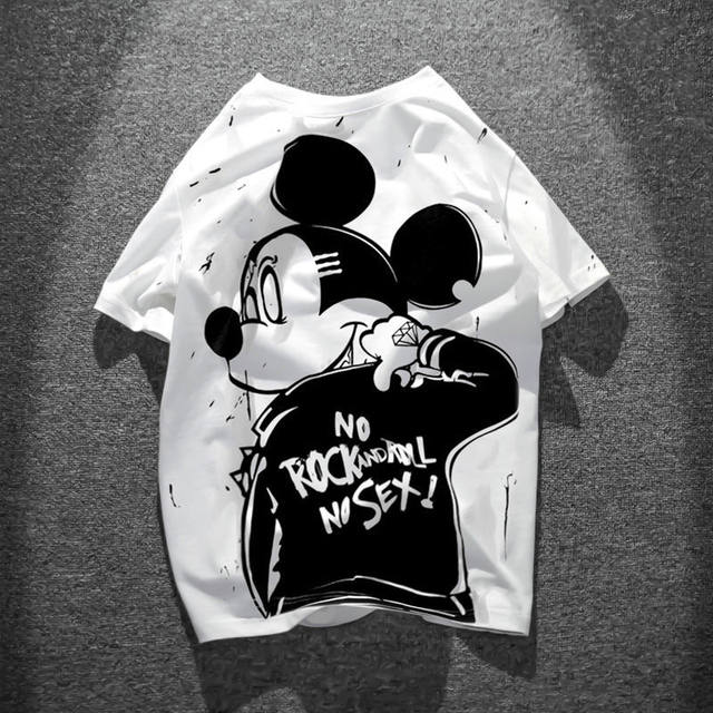 Original American anime mouse round neck couple short-sleeved t-shirt tide summer half-sleeved couple dress short-sleeved t-shirt male Original American anime mouse round neck couple short-sleeved t-shirt tide summer half-sleeved couple dress short-sleeved t-shirt male