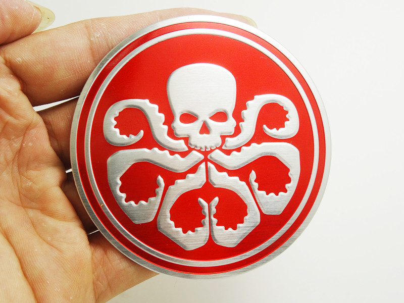 汽车个性复仇者联盟车标九头蛇红骷髅车贴车身贴尾标机头机盖标贴