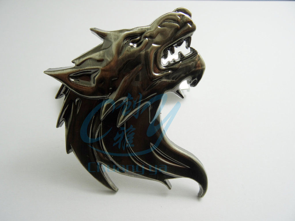 汽车装饰贴 改装个性车标 狼头标 野兽车贴 金属狼标 中网标 尾标