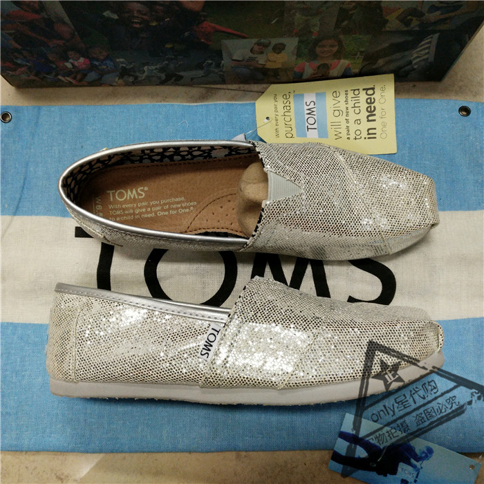 tiffany & co經典 TOMS 經典亮片帆佈鞋休閑一腳蹬懶人鞋 經典女款 tiffanyco經典款