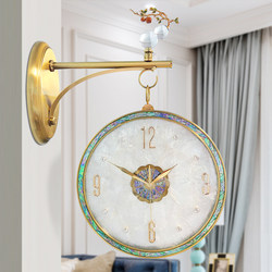 Living room double-sided wall clock European style light luxury modern wall-mounted metal clock creative simple double-sided silent wall clock