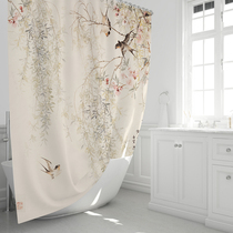 Chinese style landscape painting ink lotus Lotus Chinese shower curtain bathroom curtain curtain partition curtain partition curtain changing curtain custom