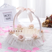 Champagne rose love Pearl full cloth dance children flower basket wedding dance party decoration