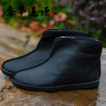 Taoist Jus shoes Wudang Taoist shoes men plus velvet leather boots soft cowhide leather cotton shoes practice shoes women kung fu shoes