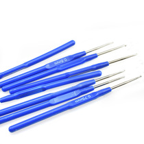 Braid crochet tool set Blue handle lace crochet stainless steel hook needle fine wool crochet needle small head wool crochet