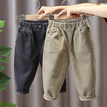 Boys' pants 2022 Spring and Autumn Bao Spring Fashion Boys Spring Tide Cool Children's Handsome Corduroy Pants