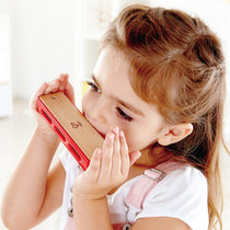 hape childrens blues harmonica red wooden educational toy 3-year-old baby harmonica